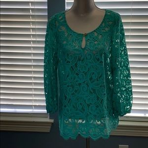 Lilly Pulitzer Turquoise Lace Blouse